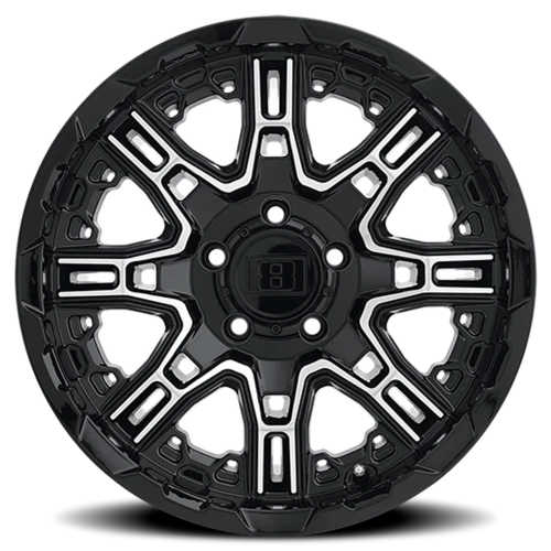 Level 8 Slingshot GBM 22x11.5 -44 5x127mm 71.6mm Gloss Black Machined Face
