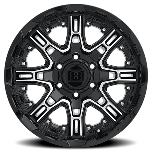 Level 8 Slingshot GBM 16x8.5 +10 6x135mm 87.1mm Gloss Black Machined Face