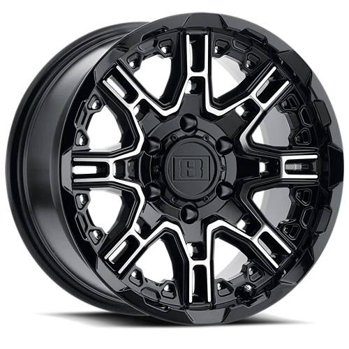 Level 8 Slingshot GBM 22x11.5 -44 8x165.1mm 127.1mm Gloss Black Machined Face