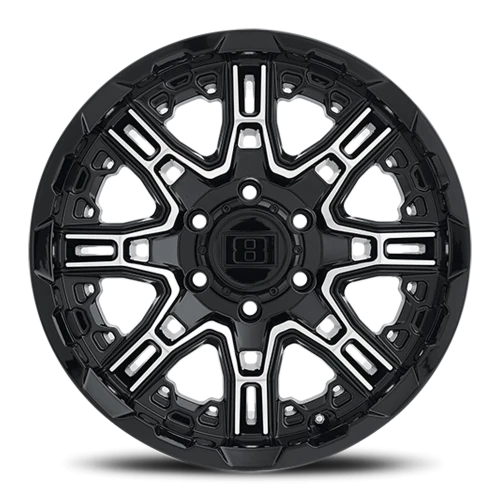 Level 8 Slingshot GBM 22x11.5 -44 8x165.1mm 127.1mm Gloss Black Machined Face
