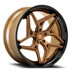 Lexani Wheels Spyder 677 BZSSB 20x8.5 +35 5x120mm 74.1mm Satin Bronze Gloss Black Lip