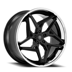 Lexani Wheels Spyder 677 FBS 22x9 +15 5x115mm 74.1mm Gloss Black Stainless Steel Lip