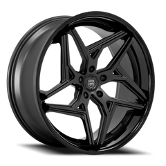 Lexani Wheels Spyder 677 SBSSB 22x10.5 +38 5x120mm 74.1mm Satin Black Gloss Black Stainless Steel Lip
