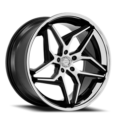 Lexani Wheels Spyder 677 SS 20x8.5 +35 5x114.3mm 74.1mm Gloss Black Machined Face-Stainless Steel Lip
