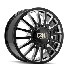Cali Offroad Summit Dually 9110D BM 22x8.25 +115 8x210mm 154.2mm Gloss Black Milled Spokes