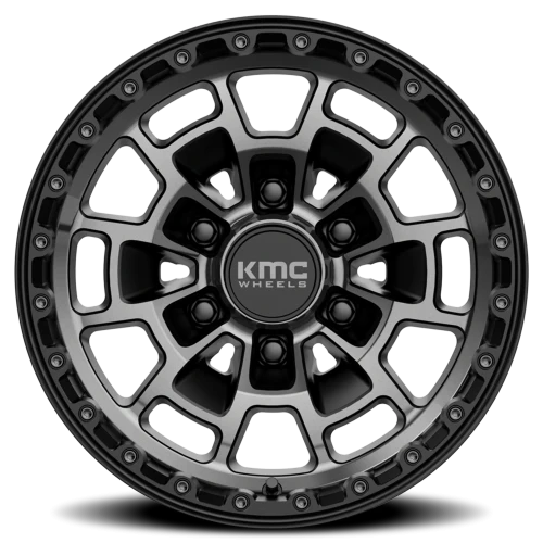 KMC Summit KM718 GY 17x8.5 +0 5x127mm 71.5mm Satin Black Gray Tint