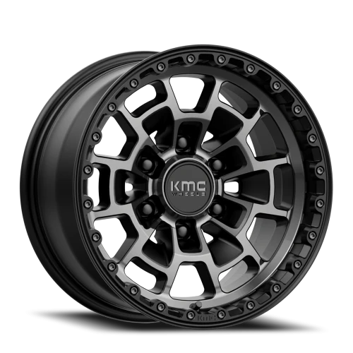 KMC Summit KM718 GY 16x8 +0 6x139.7mm 106.1mm Satin Black Gray Tint
