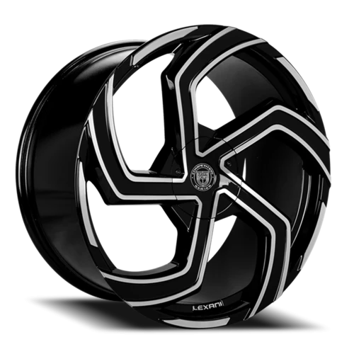 Lexani Wheels Swift-5 671 MB 18x8 +40 4x100mm 73mm Gloss Black Machined Spoke Edges-Machined Lip Accents