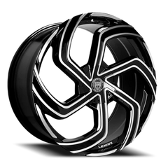 Lexani Wheels Swift-6 672 MB 26x10 +35 5x127mm 74.1mm Gloss Black Machined Spoke Edges-Machined Lip Accents