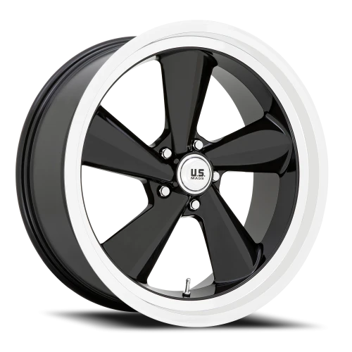 US Mags TS U136 22x10.5 +0 5x120.65mm 72.56mm Gloss Black Diamond Cut Lip