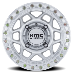 KMC Torx Beadlock UTV KS241DX 15x7 +38 4x137mm 96mm Machined Silver