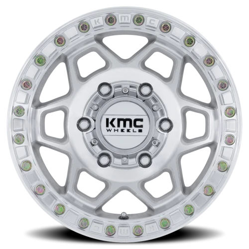 KMC Torx Beadlock UTV KS241DX 15x7 +38 6x139.7mm 100.3mm Machined Silver