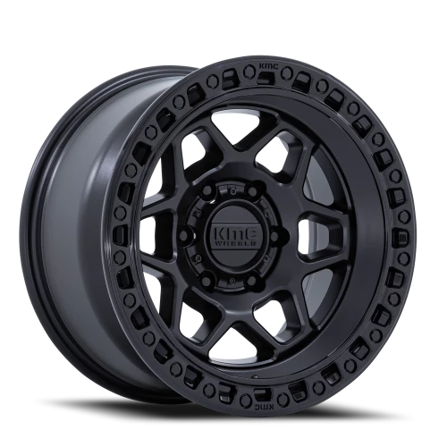 KMC Torx KM553MB 17x8.5 +0 6x139.7mm 106.1mm Matte Black Gloss Black Lip