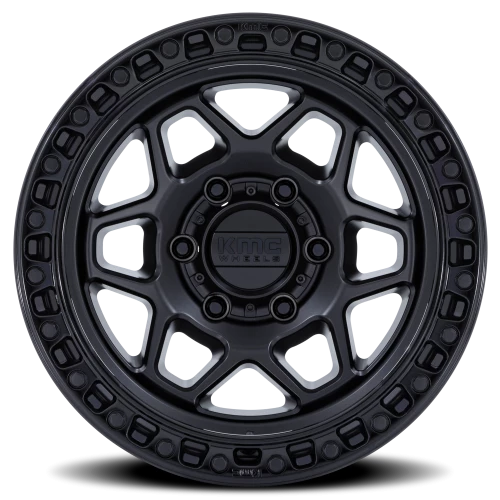 KMC Torx KM553MB 17x8.5 +0 6x139.7mm 106.1mm Matte Black Gloss Black Lip