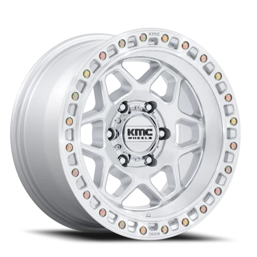 KMC Torx KM553SD 17x8.5 +0 6x139.7mm 106.1mm Gloss Silver Machined Face
