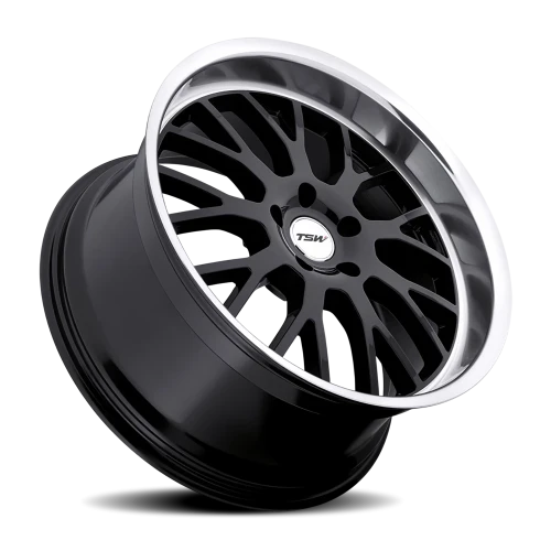 TSW Tremblant GB 18x9.5 +45 5x120mm 76mm Gloss Black Mirror Cut Lip