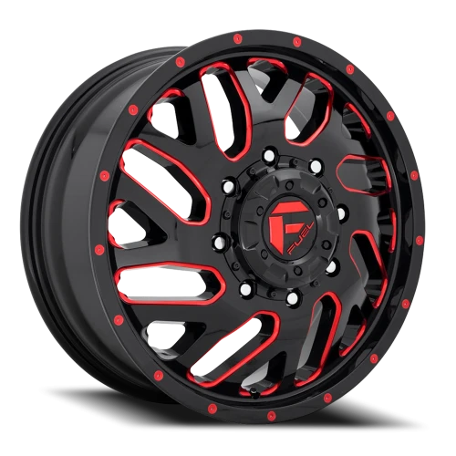 Fuel Triton Dually D656 20x8.25 +105 8x200mm 142mm Gloss Black Red Tinted Clear