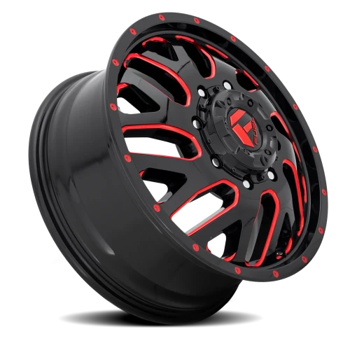 Fuel Triton Dually D656 20x8.25 +105 8x200mm 142mm Gloss Black Red Tinted Clear