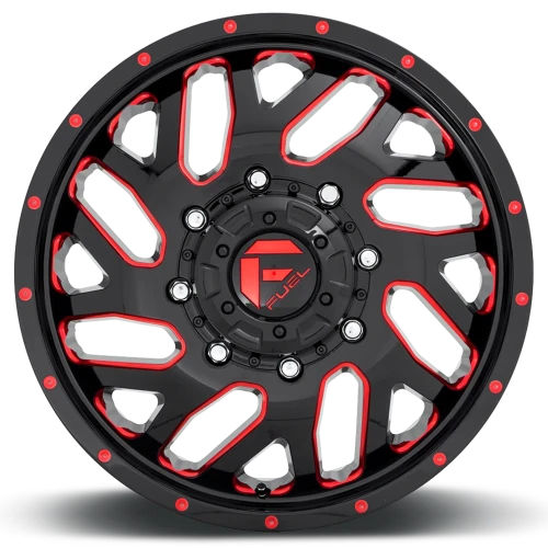 Fuel Triton Dually D656 20x8.25 +105 8x200mm 142mm Gloss Black Red Tinted Clear