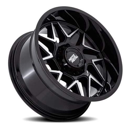 Moto Metal Turbine MO812 BD 20x9 +1 8x165.1mm 125.1mm Gloss Black Machined Face