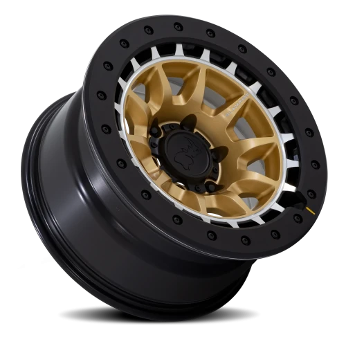 Black Rhino Tusk GD 17x8.5 -10 5x127mm 71.5mm Matte Gold Machined Ring