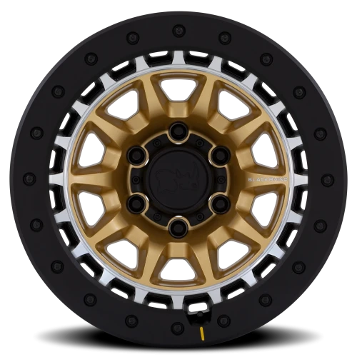 Black Rhino Tusk GD 17x8.5 -10 6x114.3mm 66.06mm Matte Gold Machined Ring