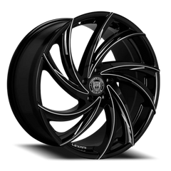 Lexani Wheels Twister 673 BG 22x10 +30 5x120mm 74.1mm Gloss Black Milled Accents