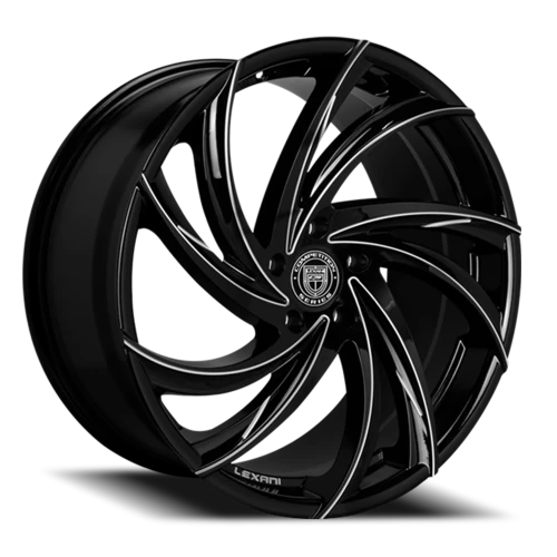 Lexani Wheels Twister 673 BG 22x9 +32 5x108mm 74.1mm Gloss Black Milled Accents
