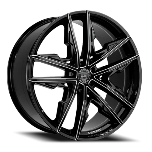 Lexani Wheels Venom 678 BG 22x10 +40 5x114.3mm 74.1mm Gloss Black Milled Spoke Edges