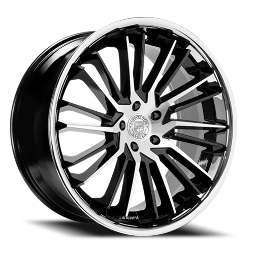 Lexani Wheels Virage 676 BMS 20x10 +25 5x112mm 74.1mm Gloss Black Machined Face-Stainless Steel Lip