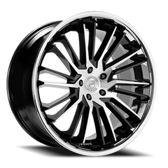 Lexani Wheels Virage 676 BMS 22x10.5 +30 5x120mm 74.1mm Gloss Black Machined Face-Stainless Steel Lip
