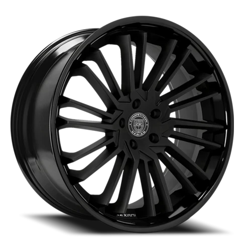 Lexani Wheels Virage 676 SBGB 22x10.5 +45 5x114.3mm 74.1mm Satin Black Gloss Black Lip