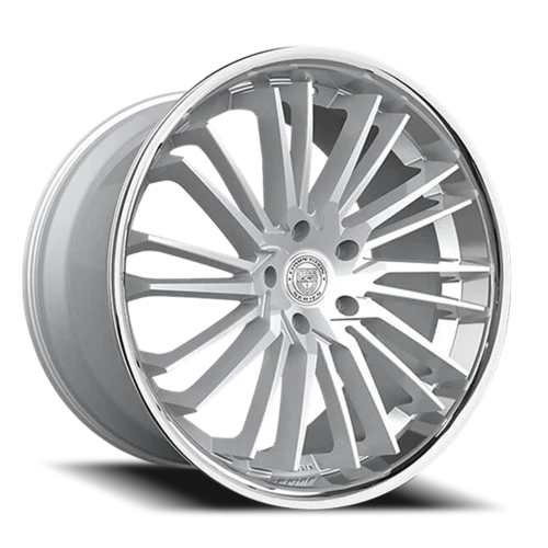Lexani Wheels Virage 676 SMS 20x10 +38 5x112mm 74.1mm Silver Machined Face-Chrome Stainless Steel Lip