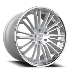 Lexani Wheels Virage 676 SMS 22x9 +30 5x127mm 74.1mm Silver Machined Face-Chrome Stainless Steel Lip