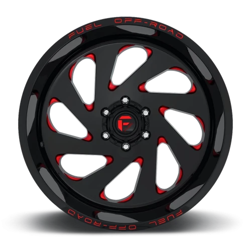 Fuel Vortex D638 20x12 -44 6x135mm 87.1mm Gloss Black Candy Red