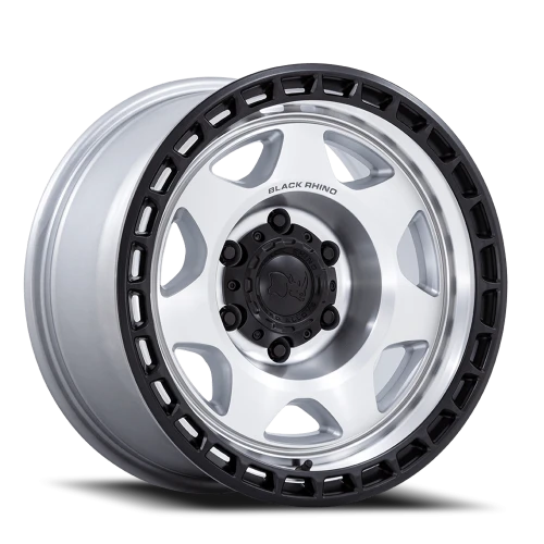 Black Rhino Voyager SL 17x8.5 -10 5x127mm 71.5mm Machined Silver Matte Black Lip