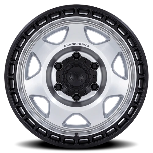 Black Rhino Voyager SL 17x8.5 +0 6x114.3mm 66.06mm Machined Silver Matte Black Lip