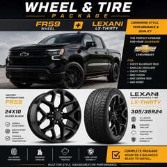 24" FR59 Snowflake Version 2 Gloss Black Wheel & Tire Package | 305/30R24 Lexani LX-Thirty | Fits Escalade Tahoe Yukon Sierra (Copy)