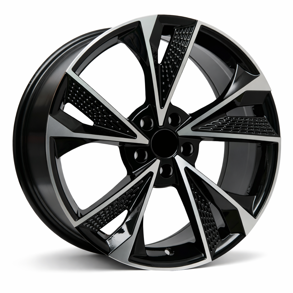 Audi AD 42 21x9 5x112 et30 66.45 BLACK MACHINE FACE